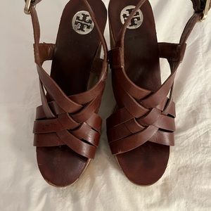 Tory Burch Leather Wedge Sandal Size 10